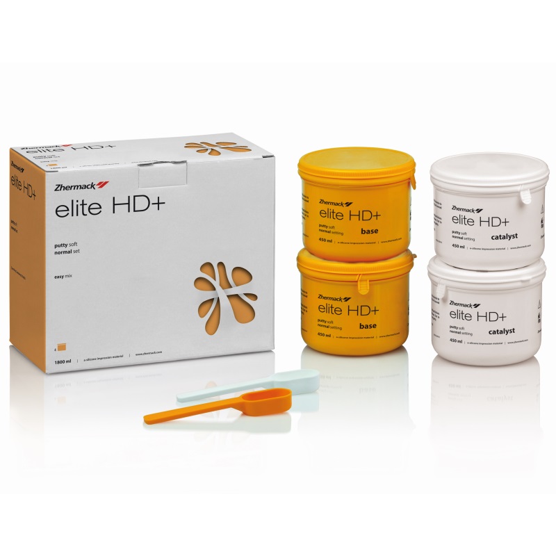 ЭлитЭйчДи_Elite HD+ Putty Soft Normal Set, Слепочная, А-силикон база 450+450мл, Оранжевая, Жермак